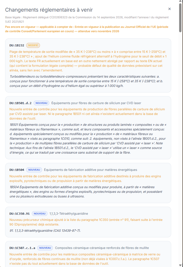 Changements réglementaires à venir : amendement DU détaillé, base légale, date d'entrée en vigueur et impact par alinéa